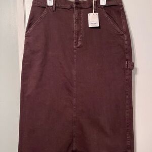 a.n.a Brown Denim Midi Pencil Skirt Casual